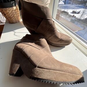 Eileen Fisher Warm Grey Heeled Boots